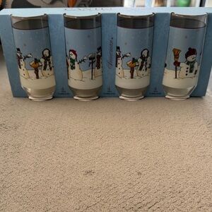 Canterbury Snowman Glass Set - Festive Blue and White